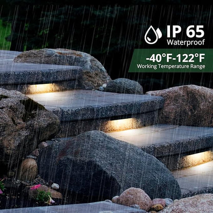 GKOLED 8 Pack 6.8 Inches LED Hardscape Lights, Low Voltage Retaining Wall Light Waterproof, 12V AC/DC Landscape Lighting, 1.5W 2700K, Classic Step Lights Outdoor, Die-cast Aluminum Housing