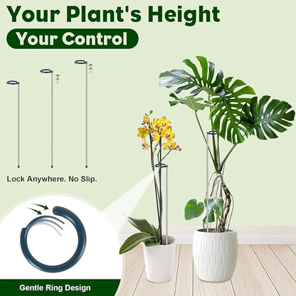 Extendable Monstera Plant Support Stakes, Made of Aluminum Alloy, Tomato Stakes Length Adjust from 17.3" to 32.2", Suitable for Indoor Outdoor Potted Amaryllis Vegetables-7Pack (32.2inches-5Pack)