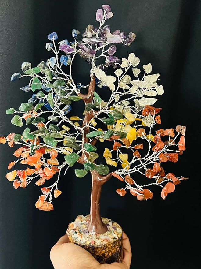 Seven Chakra Crystal Tree of Life Decor -Birthday Gifts for women -Positive Energy,FengShui Healing Bonsai Crystal Tree - Gemstone Money Manifest Good Luck,Spiritual Gifts for Mom -Home/Office Decor