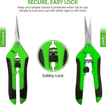 GARDEN GURU Razor Sharp Snip – Professional Garden Pruning Shears Trimmers – Super Sharp Micro-Tip Precision Stainless Steel Blades - Ergonomic Handles Easy on Arthritic Hands - 1 Case (100 Pcs)