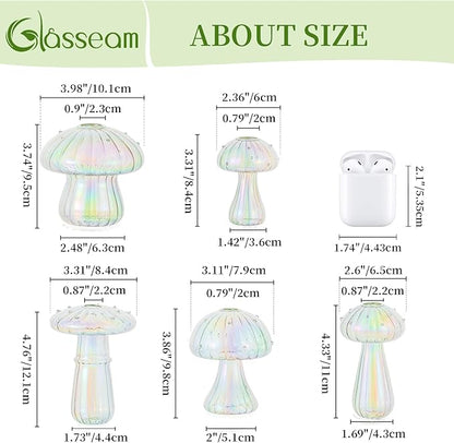 Glasseam Mushroom Propagation Stations for Plants: Iridescent Propagation Vase of 5 Glass Hydroponic Jars for Home Room Window Table - Unique Mushroom Decor Gifts for Plant Lovers