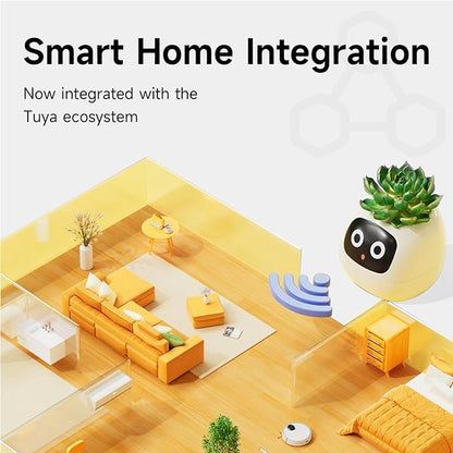 Smart pet Planter Robot Guidance on Plant Care with Emojis, Adorable Plant Companion with Rich Gesture Interaction, Neat Desk Setup Gift (Yellow)