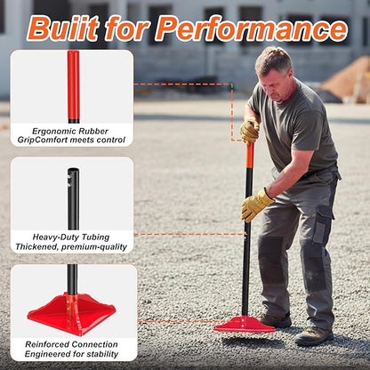 8" x 8" Steel Tamper Tool, 48" Long Handle Heavy Duty Hand Compactor for Soil, Gravel, Dirt & Asphalt, Ergonomic Ground Leveler for Pavers, Driveway Repair, Lawn & DIY Landscaping