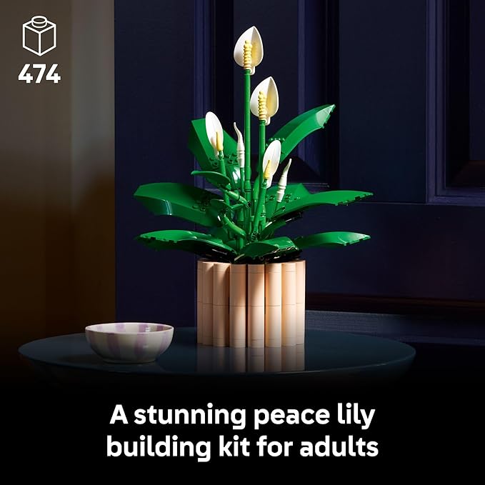 LEGO Botanicals Peace Lily Flower Building Set for Adults - DIY Bedroom, Book Shelf & Office Decor for Women & Men, Ages 18+ - Artificial Flowers Crafting Kit - Gift Idea for Birthdays - 11504