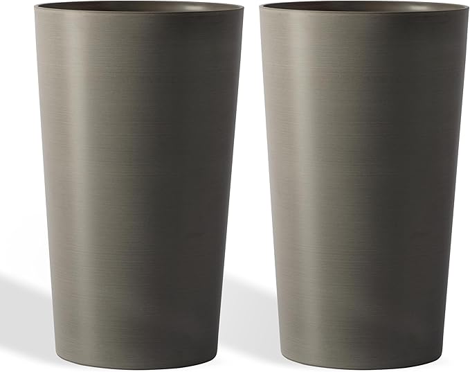 Set of 2 Tall Planters 22", Large Planters for Outdoor Indoor Plant Pots with Wire Drawing Process, Containers Large Decorative Tree Planter Front Porch Patio, Brown