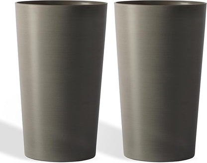 Set of 2 Tall Planters 22", Large Planters for Outdoor Indoor Plant Pots with Wire Drawing Process, Containers Large Decorative Tree Planter Front Porch Patio, Brown