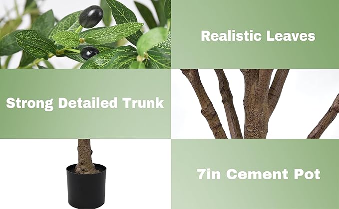 Artificial Olive Tree 8FT with 2253 Leaves Realistic Tall Large Faux Silk Deluxe Plant 96 Inch Black Pot for Indoor Home Office Porch Mall School Hotel Modern Decor Housewarming Gift