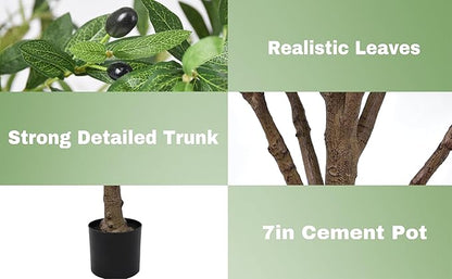 Artificial Olive Tree 8FT with 2253 Leaves Realistic Tall Large Faux Silk Deluxe Plant 96 Inch Black Pot for Indoor Home Office Porch Mall School Hotel Modern Decor Housewarming Gift