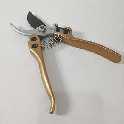 Pruning Shears for Gardening, Garden Scissors and Clippers for arthritis weak, Professional Branch Garden Secateurs (Gold)
