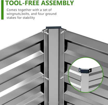 2PCS 6x3x1ft Galvanized Metal Raised Garden Bed Kit,Outdoor Planter Box Vegetables,Flowers,Herbs Durable Rust-Resistant Patio Gardening Beds,Silver
