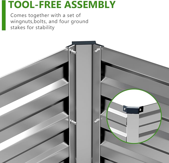 2PCS 7x3x1ft Galvanized Metal Raised Garden Bed Kit,Outdoor Planter Box Vegetables,Flowers,Herbs Durable Rust-Resistant Patio Gardening Beds,Silver