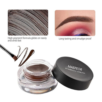 MAEPEOR 12 Colors Eyebrow Pomade Full-pigmented Long Lasting Waterproof Eyebrow Cream Gel Filling & Shaping Tinted Eyebrows Enhancers with Brush for Daily or Cosplay (01 Light Brow)
