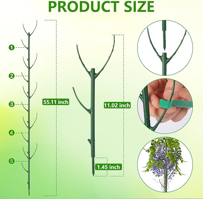 5 Pack Stackable Monstera Plant Support, Garden Plant Support Stakes for Indoor Outdoor Plants, Climbing Plant Support Structures Plant Holder Stick Moss Pole for Support Tall Potted Plants (5 Pack)