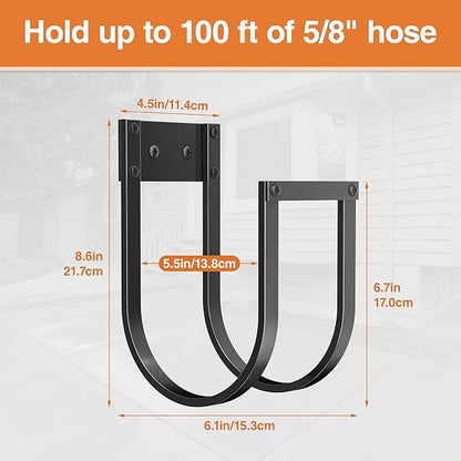 Garden Hose Holder Wall Mount - Metal Water Hose Hanger for Outside, Durable Hook for Garden, Garage, or Yard Storage