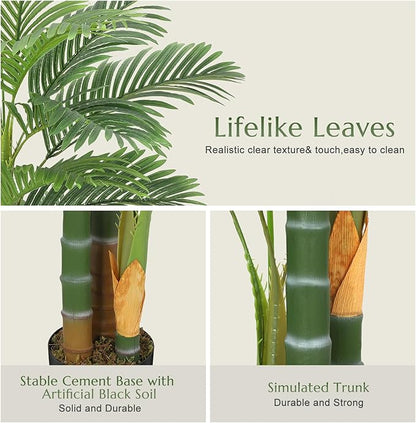 GarveeHome 2 PCS Artificial Palm Tree, 5FT Faux Plants Indoor with 15 Trunks - Faux Tropical Areca Floor Plant in Pot - Artificial Silk Plant for Indoor Outdoor Home Garden Patio Office Décor