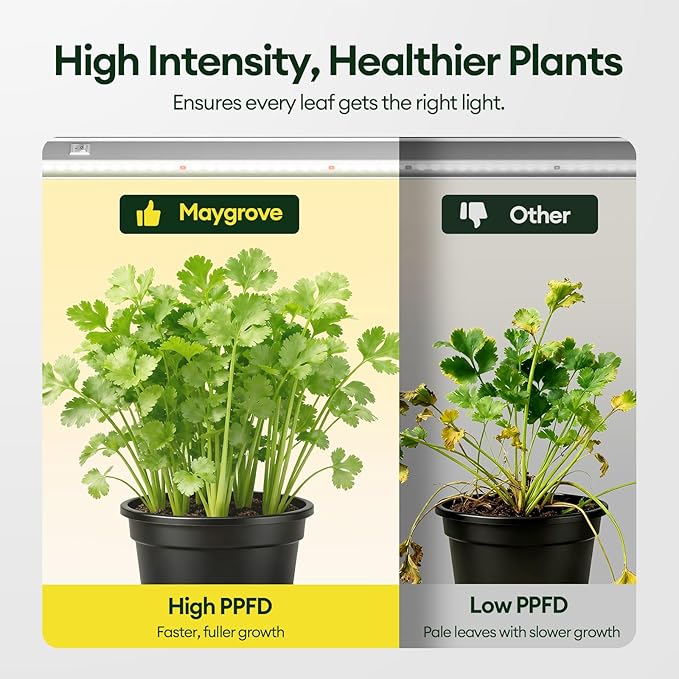 Grow Lights for Indoor Plants 2FT, Red-Enhanced Full Spectrum 5000K Grow Light, 60W(4 x 15W), T5 LED Grow Light Strips for Leafy Greens and Vegetables, High PPFD, Linkable, White, 4-Pack
