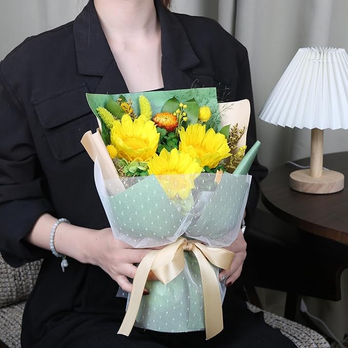 vaanshie Preserved Sunflower Bouquet - Forever Flowers for Delivery, Long-Lasting Flower with Gift Box, Eternal flowers Bouquet for Mothers, Mom, Wife Anniversary Birthday Gifts for Women and Her