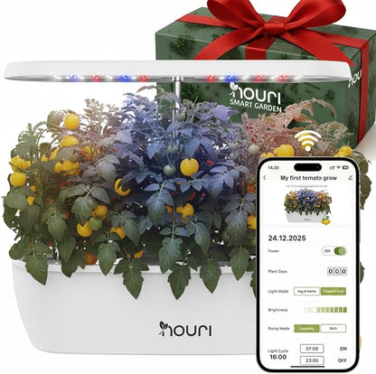 Nouri 12 pod APP Smart Garden for Home Cooks | w/Heirloom Salad | Hydroponics Growing System | LED Grow Lights | Indoor Herb Garden Kit | Herb Growing Kit Indoors for Plant Lovers, Gardeners, Kitchen