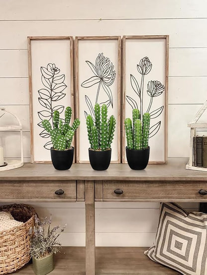 Artificial Cactus Plants 10.8" Small Faux Cactus Plants Indoor Fake Desert Cacti Succulents Plants Artificial Plant Indoor with Pot Cactus Decorations for Home Decor Office Desk Tabletop Shelf