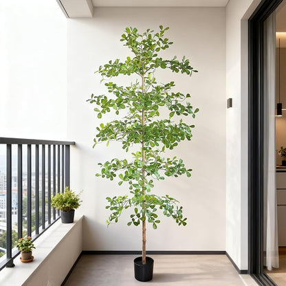 Artificial Black Olive Tree, 8FT Tall Big Leaf Faux Shady Lady Tree with Potted, Fake Olive Tree for Home Decor Indoor