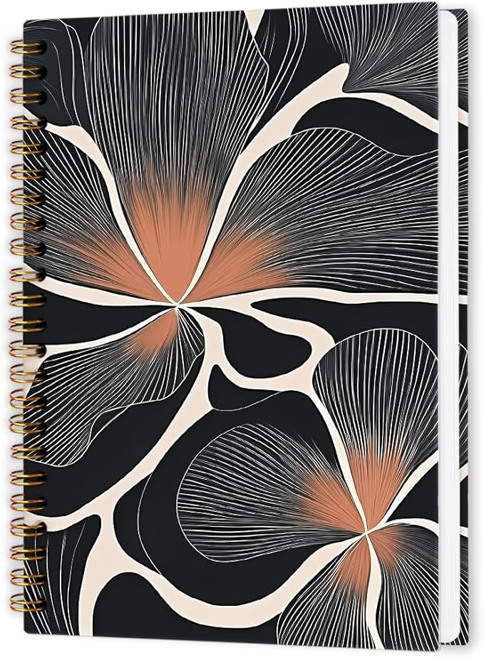 Boho Abstract Flower Spiral Notebook, Bohemian Floral Journal Notebook, Flower Aesthetic Journaling Notebooks for Women, Boho Abstract Office School Supplies Gifts, 5.5x8.3 Inch