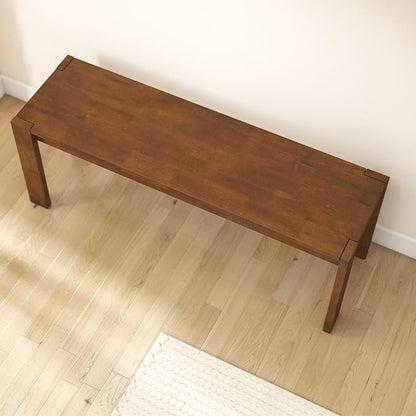 LukeAlon Solid Wood Dining Bench, 47.25" Walnut Farmhouse Entryway Bench, Narrow Rustic Long Bench for Hallway Kitchen Dining Room Bedroom Living Room
