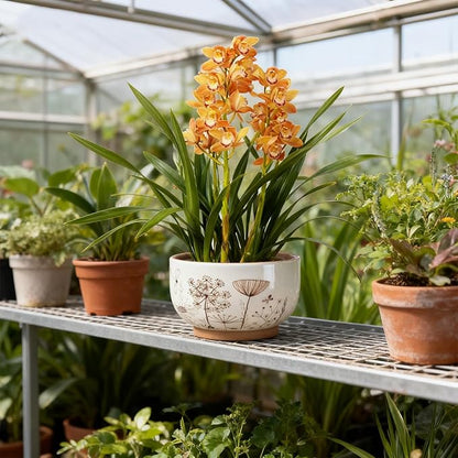 YBX 8 Inch + 6 Inch Ceramic Plant Pots, Succulent Flower Pots with Drainage Holes, Terracotta Planters for Indoor Plants, White&Terracotta (Garden)