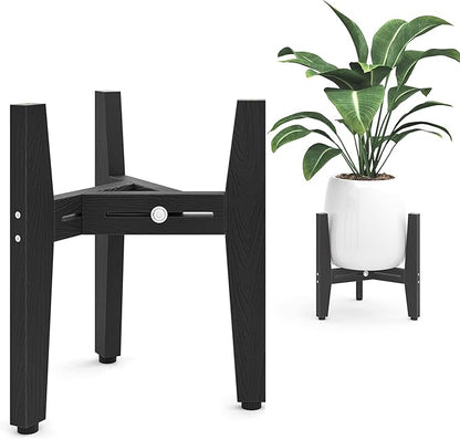 LUE BONA 2 Pack HDPS Plant Stand, Adjustable Plant Stand Indoor for 8-12 Inches Pots, Mid Century Modern Plant Holder for Indoor, Outdoor, Black