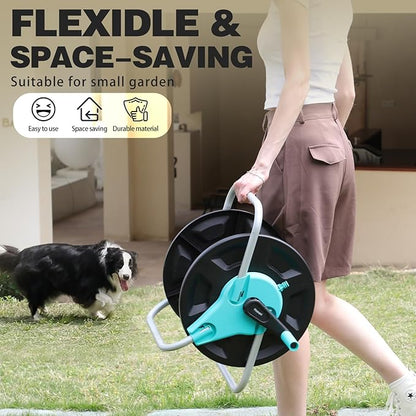 Garden Hose Reel Cart,Hold Up to 50-130 Feet of 5/8" Hose,Wall Mounted Water Hose Reel,Portable Hose Reel Holder,for Outside Car Washing, Watering