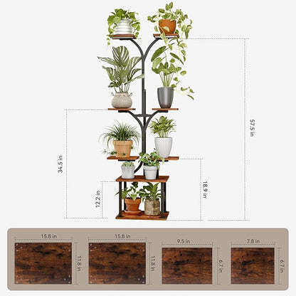 Plant Stand Indoor with Grow Lights, 8 Tiered Metal Plant Shelf, 58" Tall Plant Stand for Indoor Plants Multiple, Large Plant Rack Display Shelves, Corner Plant Holder for Living Room, Patio, Balcony