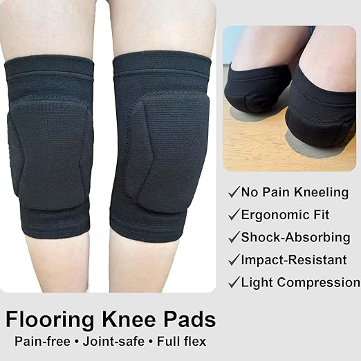 Knee Pads for Volleyball Basketall Football Men, Anti-slip Knee Protector with Thick Padded Foam Pad for Cycling Climbing Hiking Wrestling Skating Women, Breathable Knee Sleeve Christmas Gifts for Adult, Black L (1 Pair)