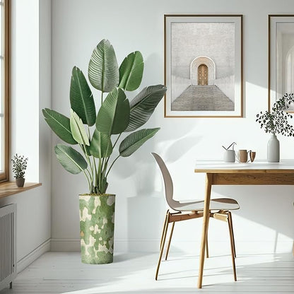Artificial Tree in Modern Planter, Fake Bird of Paradise Silk Tree for Indoor and Outdoor Home Decoration - 67" Overall Tall (Plant Pot Plus Tree)