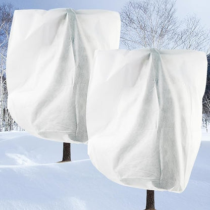 2 Pack H84 x W72 Plant Covers Freeze Protection - Shrub Cover, Winter Tree Cover with Drawstring for Season Extension & Frost Protection, White