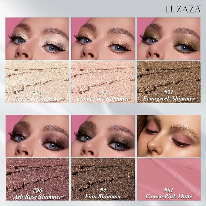 6PCS Cream Eyeshadow Stick Makeup Sets, Metallic And Matte Shimmer Eye Shadow Eye Brightener Stick Pencil Crayon, A06-Pink Neutral