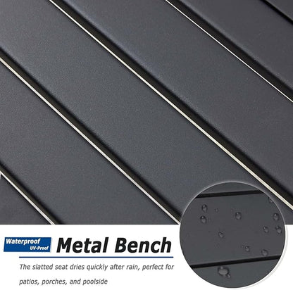 Black Outdoor Backless Bench for Garden, Metal Outdoor Bench Weatherproof, Patio Benches for Outdoors, Benches Seat for Backyard, Porch, Plant Stand and Holder