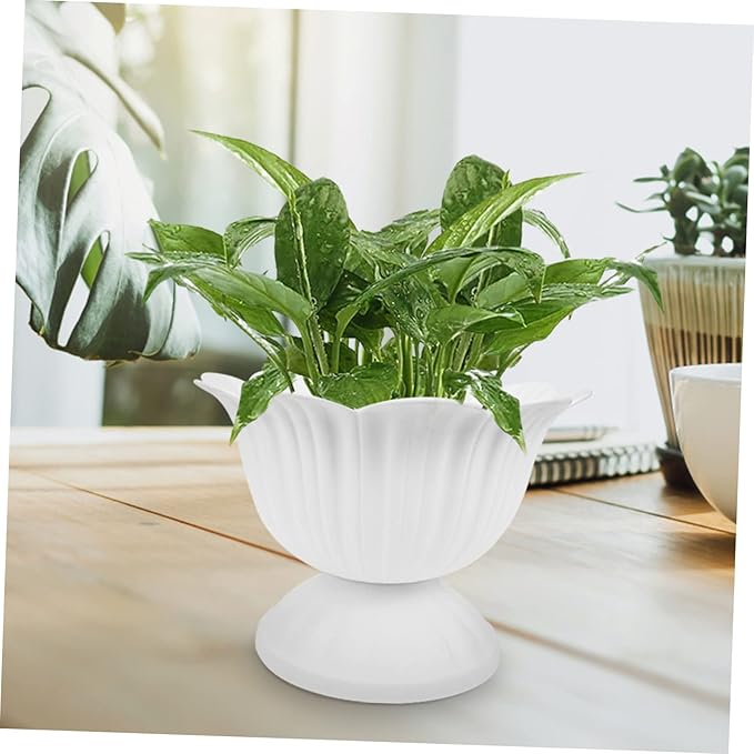 2Pcs Plastic Roman Flower Pots Outdoor Planters Vintage Style Decorative Plant Holders for Wedding Entryway Porch Balcony
