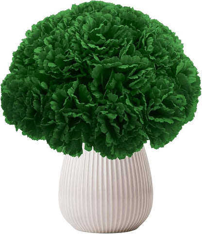 Silk Carnation Flower, 50 Artificial Flowers, Used for Wedding Decoration DIY Handmade Flowers, Carnation Flower Diameter 3.5 Inches and 6 Inches Stem (Green)