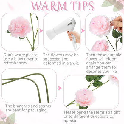 36 Bundles Artificial Flowers Peonies Roses Fake Bouquet for Wedding Bridal Shower Valentine's Day Decorations Fake Floral Arrangements Table Centerpieces Home Decor(Light Pink)