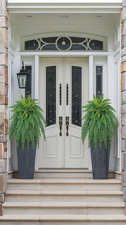 Ferns Fake Plants 50 Fronds Artificial Plants Outdoor 35" Long Fake Fern Look Real Large Plant Artificial Ferns Potted | Hanging Boston Fern | Fake Plant Shrubs for Home Garden Porch Farmhouse Decor