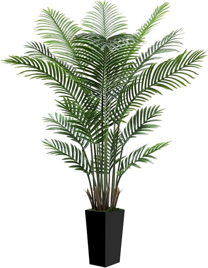 6FT Tall Fake Tree Artificial Palm Plant with Black Planter – Faux Indoor Plants Tree Decor for Home Office Living Room Corner