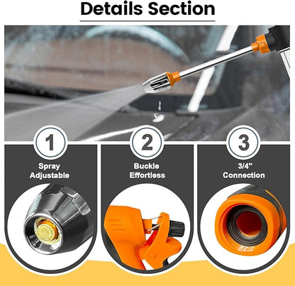 High Pressure Soap Sprayer for Garden Hose, Foam Gun Car Wash Sprayer with 3.5oz/100cc Plastic Soap Dispenser Bottle, Adjustable Nozzle for Gardening, Solar Panel Cleaning, Pet Showering (Orange)