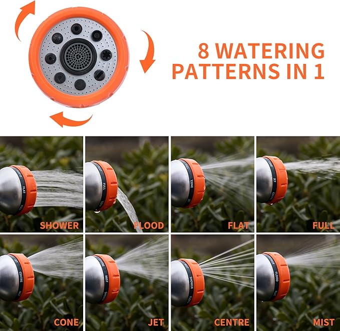 Garden Hose Nozzle,8 Patterns Hose Sprayer High Pressure,Heavy Duty Dog Wash,Metal Water Hose Nozzle with Soap Dispenser,Car Wash Foam Gun