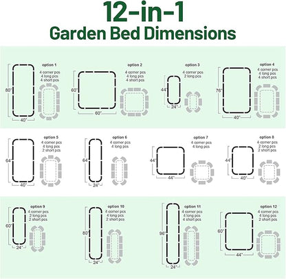 Olle Metal Raised Garden Bed Easy Quick Setup Metal Garden Bed 32" Tall, 12-in-1 for Growing Flowers Herbs DIY Gardening, Sage Green 32" Tall