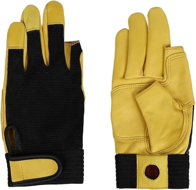 Genuine Cowhide Two-Finger Perforated Gloves - for Cycling, Gardening, Planting, Outdoor Machinery Handling