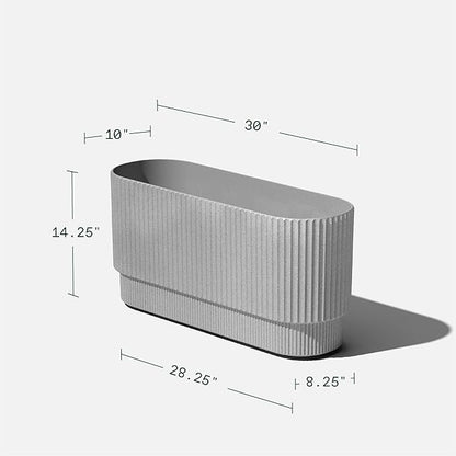 Veradek Demi Series Long Planter for Porch, Patio, Backyard | Durable Plastic-Stone Composite Material | Modern Décor for Shrubs, Flowers