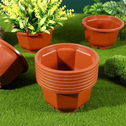 15Pcs Plastic Plant Pots, 10CM Thicken Flower Pot Root-Control Nursery Seedling Planter Decorative Garden Plant Container for Indoor Outdoor Bonsai Plants