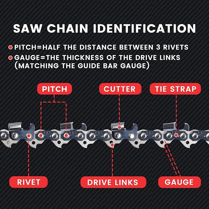 E & S 3 Pack 20 Inch Chainsaw Chain 3/8" Pitch .050" Gauge 72 Drive Links Semi-Chisel Chain Saw Chains for Husqvarna, Poulan, Craftsman, Greenworks and More Chainsaw Brands
