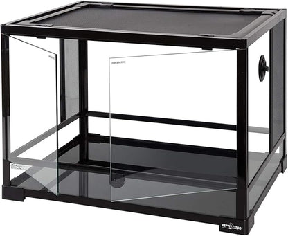 REPTI ZOO Large 34 Gallon Reptile Glass Tank,Front Opening Double Hinge Door 24" x 18" x 18", Screen Ventilation Terrarium (Backgrounds not Include)