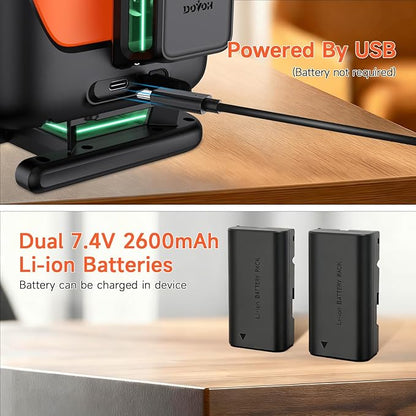 4D Laser Level with Tripod : Dual Batteries Laser Level 360 Self Leveling Green Hard Toolbox for Construction Floor Tiling Ceiling, Class Ⅱ, Y4-360G-KIT