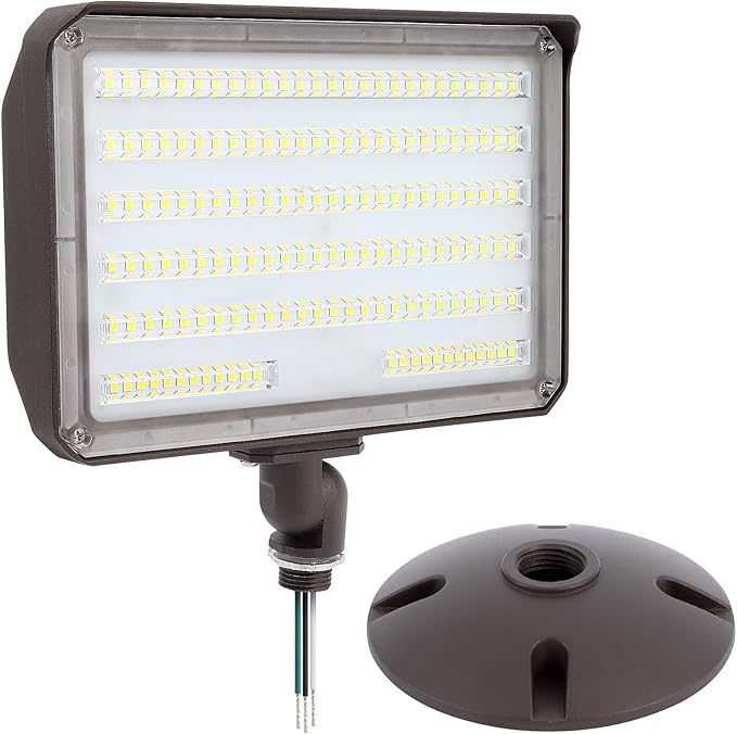 100W LED Flood Light Outdoor Knuckle, Switch Controlled Floodlight with Plate,5000K 14200Lm IP65 Waterproof Outdoor Security Lights for Yard Garden Garage,ETL Listed